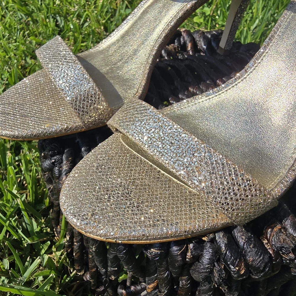 Michael Kors Gold Glitter Heels Sz9